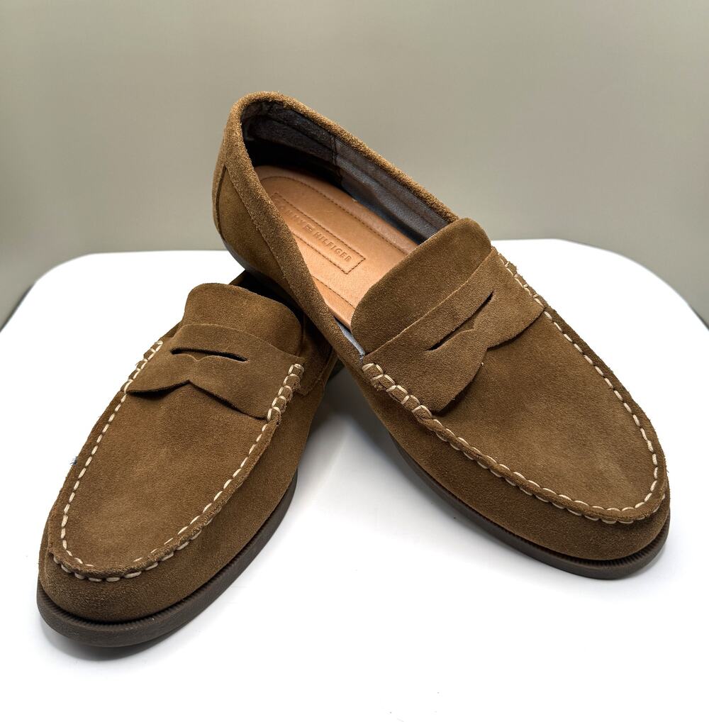 Tommy Hilfiger Men Classic Suede Leather Loafers Brown US13, EU47